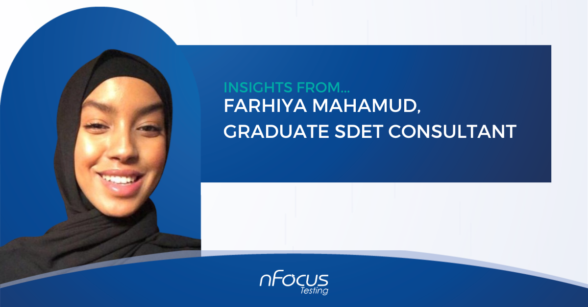 A Image of Farhiya Mahamud, Graduate SDET Consultant, smiling confidently.