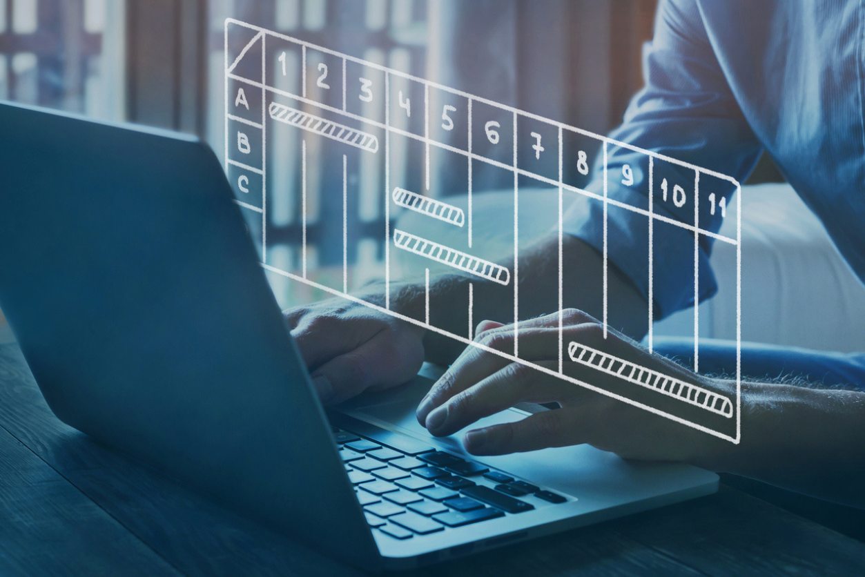 Project management concept with gantt chart